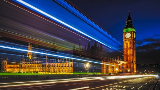 Long exposure view of traffic by Big Ben