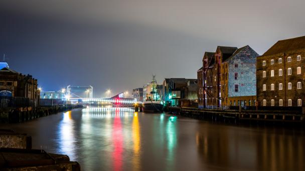 River with lights reflecting - taken in Hull, UK
