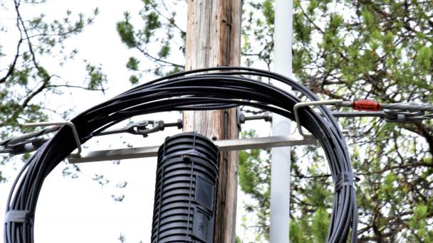 Fibre cable on a telephone pole