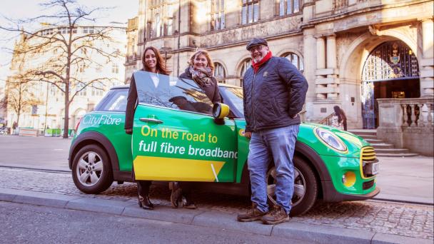 Natalie Ward, City Manager, Cityfibre; Cllr Julie Grocutt Deputy Leader, Sheffield City Council; Cllr Terry Fox, Leader of Sheffield City Council