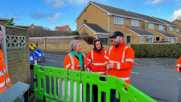 Dame Rosie Winterton DBE, Member of Parliament for Doncaster Central; Natalie Ward, CityFibre’s Area Manager for Doncaster; Reece Emmott, CityFibre’s Lead City Planner for Doncaster.