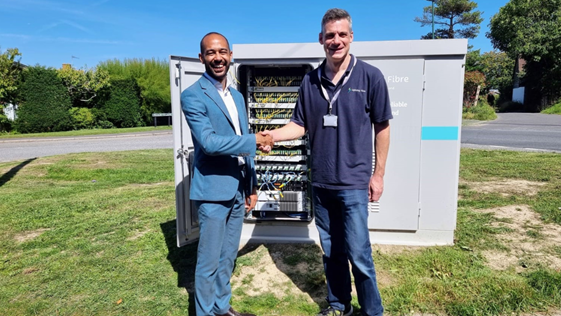 ‍‍Pictured: Babarinde, Lightning Fibre Network Director, Paul Thornton.